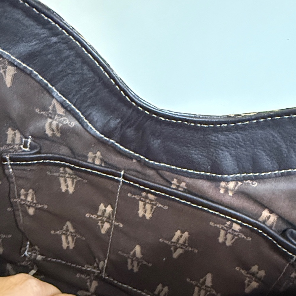 American West Two Tone Quilted Brown Woven Shoulder Bag - Picture 11 of 16